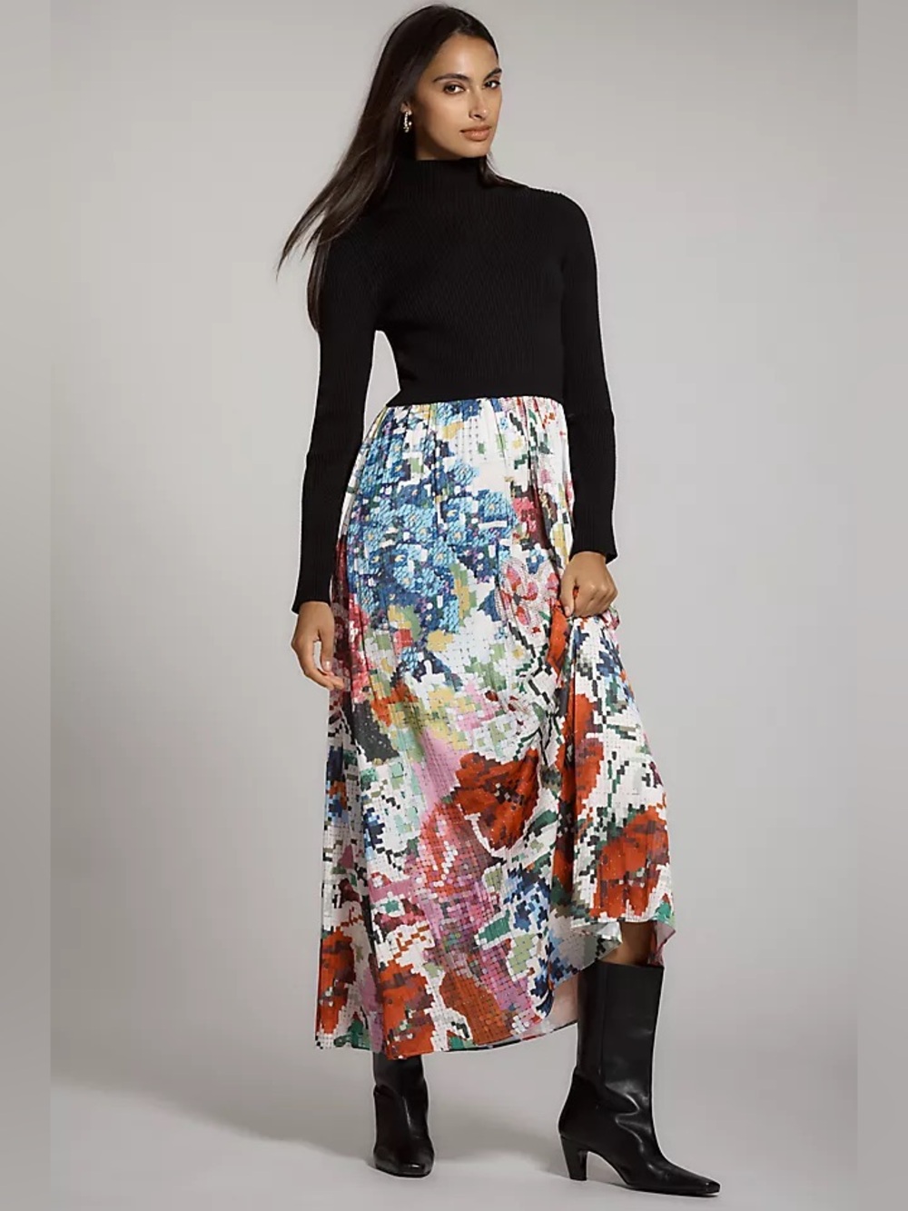 Anthropologie Kirstin Lamb Thea Long-Sleeve Twofer Maxi Dress - Size Small